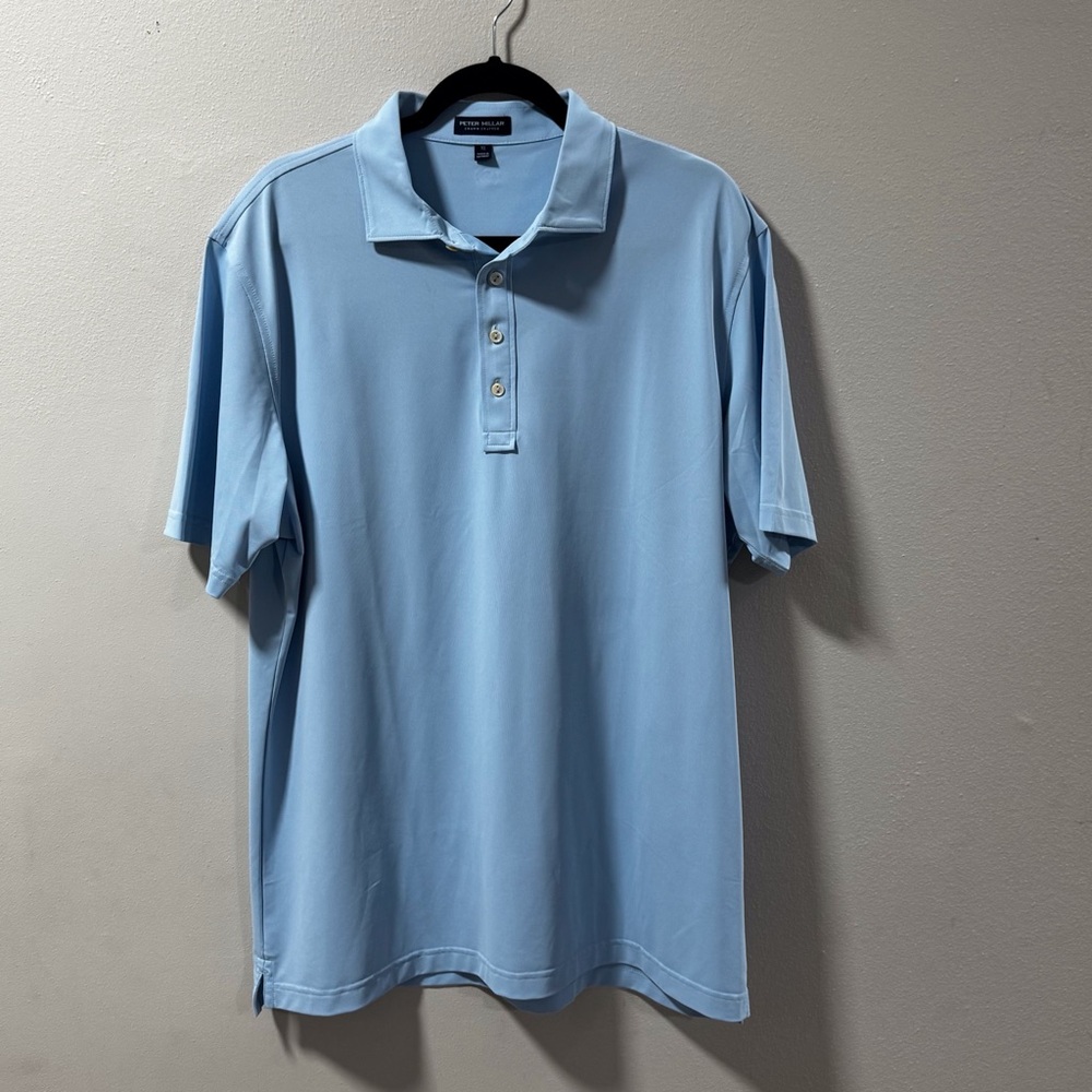 Peter Millar crown crafted light blue polo size XL short sleeve shirt golf #441